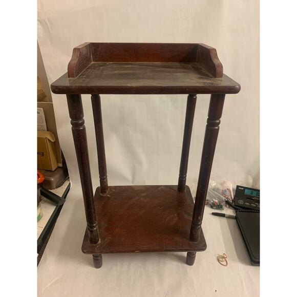 Vintage Wood Spindle Stand Table Two Tiered Telephone End Table, Plant Stand - Picture 1 of 9
